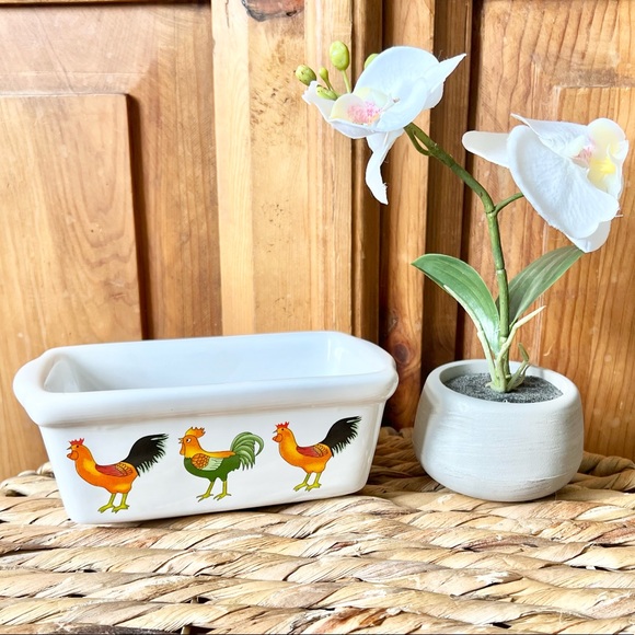 Garden Ridge Rooster Design Mini Ceramic Loaf Pan - Picture 2 of 10